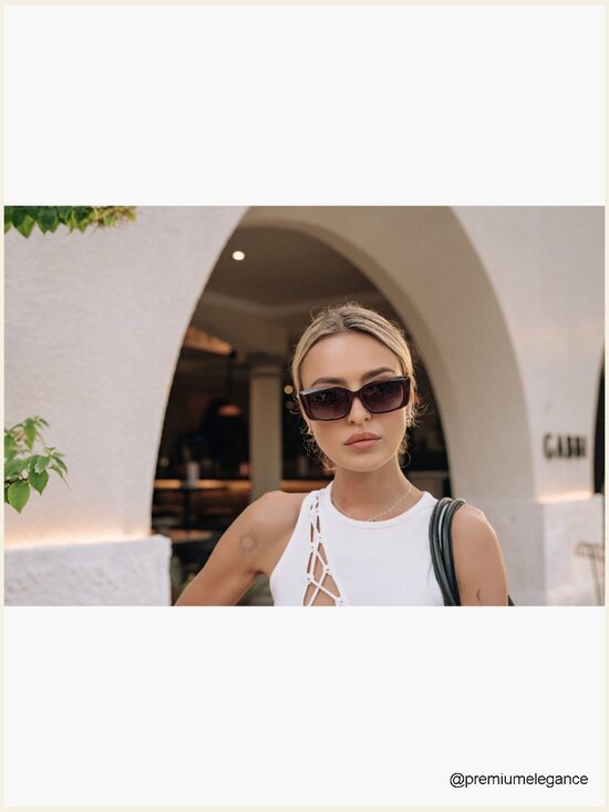 Trendy Rectangular Sunglasses Retro Small Shades Chunky Frame UV400 Women Men main image 4